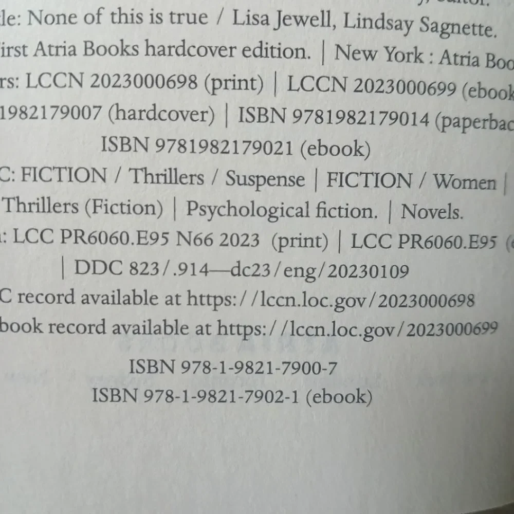 None of This is True- A Novel Lisa Jewell Thrillers Crime Hardcover Book 2023
